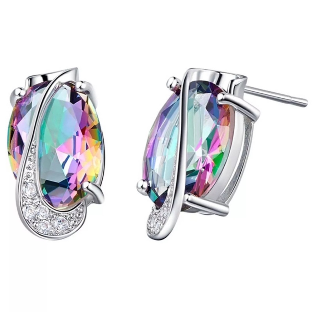 Seven Rainbow Zircon Earrings Women Fashion Trend Full Diamond Zircon Earring
